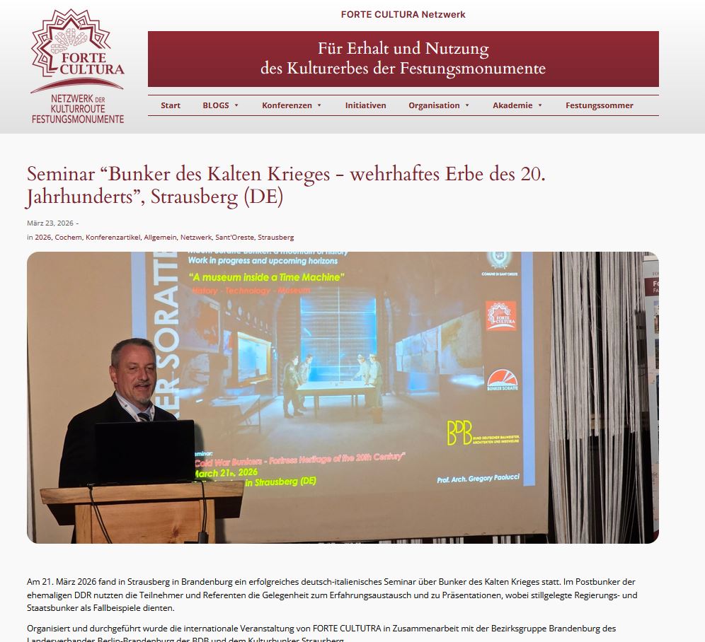 Screenshot des FORTE-CULTURA-Artikels zum Seminar „Bunker des Kalten Krieges“